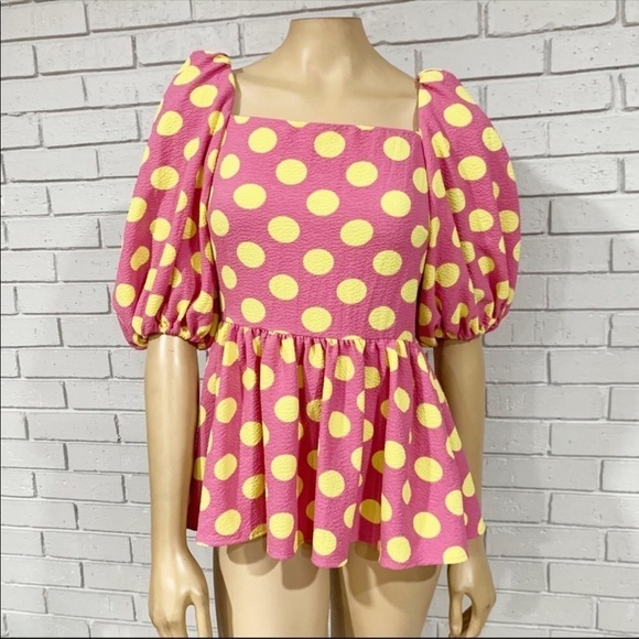 Stine Goya Women’s Irene Polka Dot Puff Sleeve Blouse - Picture 2 of 5